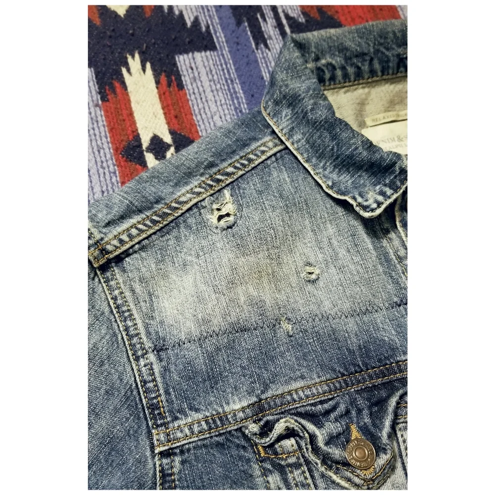 RALPH LAUREN D & S DISTRESSED/ REPAIRED DENIM JACKET- WOMEN'S SIZE SMALL - Picture 9 of 12